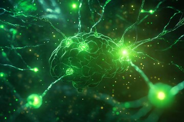 abstract background with lights and brain 