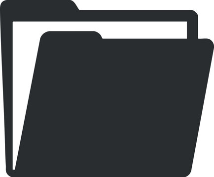 A simple black folder icon representing organization and file management in an office setting.