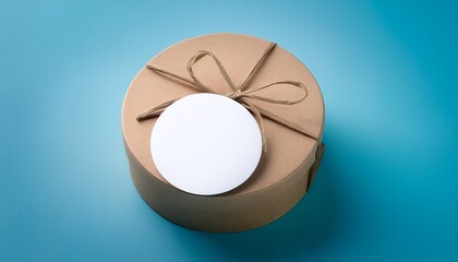 kraft gift box with a blank white round label for customization