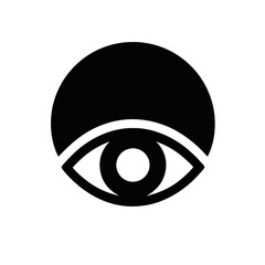 Eye with Rising Sun Flat Icon, Black and White, Transparent Background