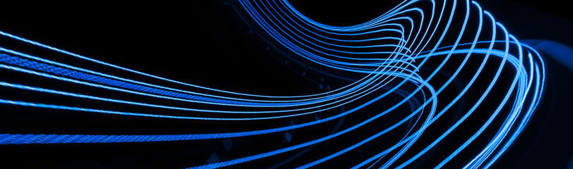 blue car lights at night. long exposure