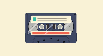 Fototapeta premium Vintage cassette tape with a blank label and a progress bar, symbolizing music and nostalgia.