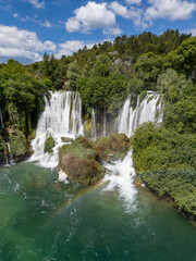 Fototapeta premium Kravica Waterfalls aerial view in Bosnia and Herzegovina