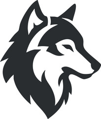 Obraz premium Stylized silhouette of a wolf's head showcasing its fierce and majestic features