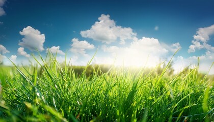 Fototapeta premium spring grass and sky