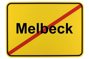 Illustration eines Ortsschildes der Gemeinde Melbeck in Niedersachsen	