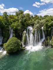 Naklejka premium Kravica Waterfalls aerial view in Bosnia and Herzegovina