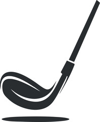 A silhouette of a golf club in motion representing the sport of golf and recreation.