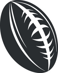 A simple and modern illustration of a rugby ball emphasizing its iconic shape and design.