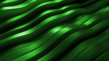 Green flowing wavy lines creating a sleek abstract background, featuring smooth curves and dynamic highlights suggesting movement, energy and digital concepts or natural growth. 3d rendering
