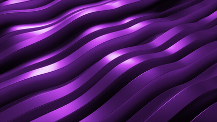 Metallic purple wavy lines forming a smooth rhythmic pattern, creating a glossy and elegant abstract background with flowing curvilinear shapes for digital design. 3d rendering