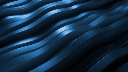 Abstract background presenting smooth flowing blue strips with shiny highlights and shadows, offering a dynamic visual texture for modern design and technological concepts. 3d rendering