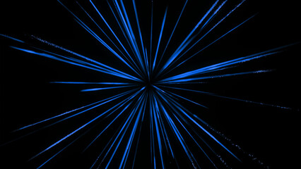 Fototapeta premium Blue light rays and particles creating a dynamic abstract background showing speed, acceleration, and digital movement in a futuristic style. 3d rendering