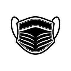 Black and white face mask art on transparent background