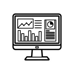 Computer screen showing graphs on transparent background