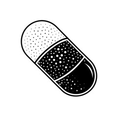 Monochrome capsule with dots art on transparent background