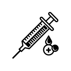 Syringe with plus sign drops on transparent background