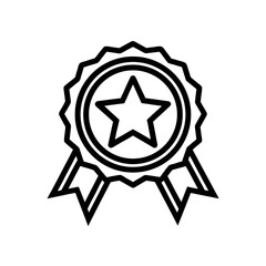 Outline star award with ribbons on transparent background