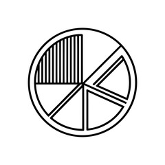 Pie chart with striped segment on transparent background