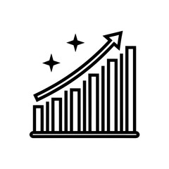 Rising bar graph with arrow up on transparent background