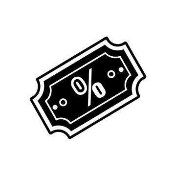 Black discount coupon with symbol on transparent background