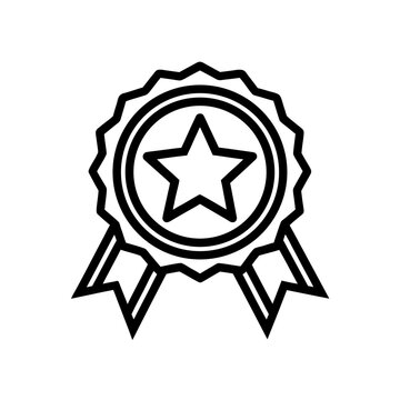 Outline star award with ribbons on transparent background