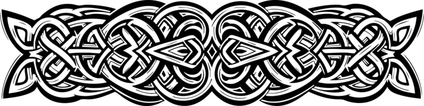 Stunning black and white Celtic knotwork border design adds timeless elegance and intricate detail to any creative project, evoking rich heritage.