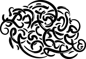 Abstract black ink swirls create a dynamic, organic pattern evoking thought and creativity, perfect for modern design.