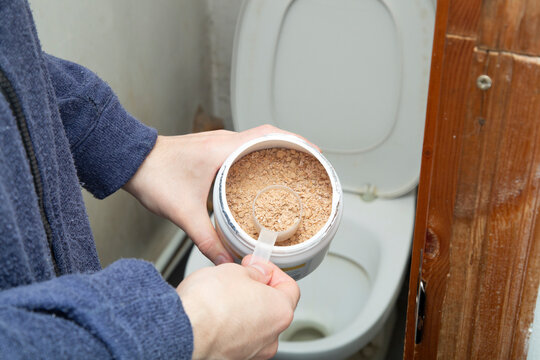 Bacteria for septic tanks and cesspools are poured through the toilet.