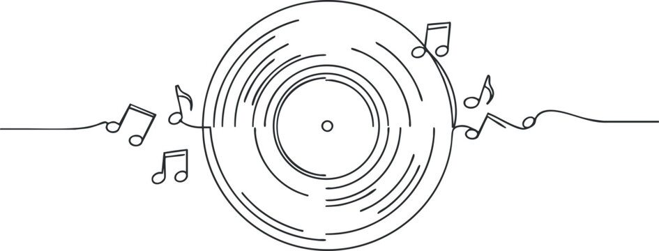 A minimalist illustration of a vinyl record with musical notes, symbolizing the essence of music.