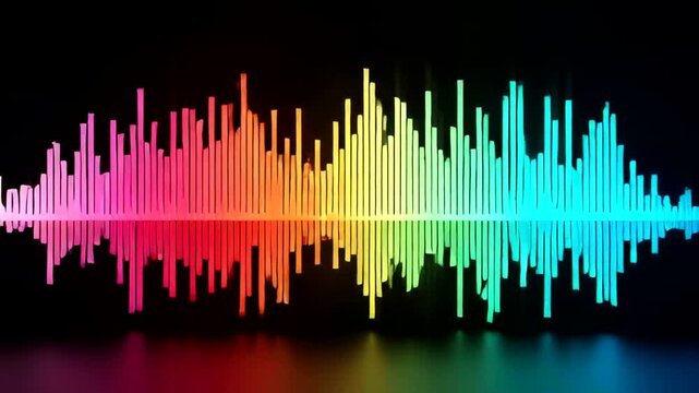 Colorful sound wave visualization on a black background, representing audio data
