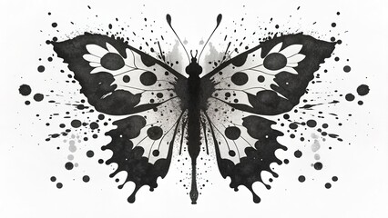 Butterfly ink blot design inspired by Rorschach test showing intricate patterns and contrasting colors