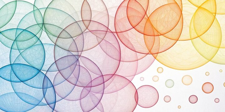 Delicate harmony of overlapping circles creates a vibrant display of colors blending together seamlessly in abstract art design