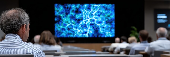 neuroscience conference, diverse international neuroscientists present cutting-edge ai-neural implant integration research at a modern academic conference center