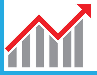 Red arrow graph illustrating upward trend and growth