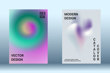 Set for liquid on colorful background. Bright mesh blurred pattern in pink, blue, green tones. Fashionable advertising vector in retro for book, annual, mobile interface, web application.