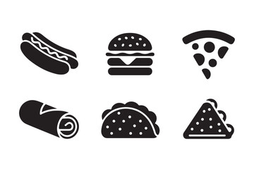 Collection of six popular fast food icons