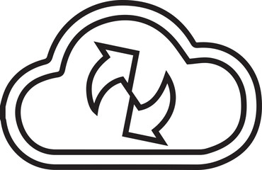 Cloud Sync Symbol: Seamless Data Transfer and Modern Tech Icon for Digital Platforms with Transferring Process Representation Over Transparent Background