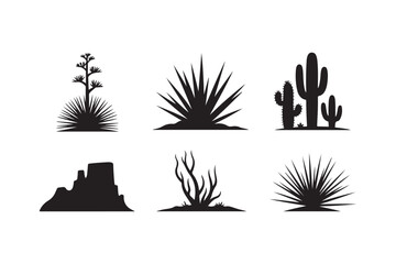 Desert plant silhouettes collection for graphic design
