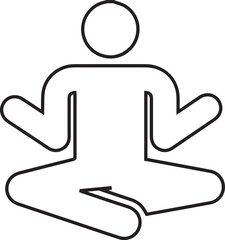 Meditation Pose Line Art Vector Illustration Symbolizing Mindfulness, Mental Health and Harmony, Yoga Icon Design for Health and Fitness