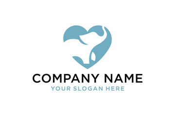 Minimalist Elephant and Heart Shape Logo Design Template