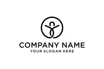 Minimalist Human Figure Logo in Circle Symbolizing Connection and Well-being