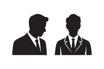 Silhouettes of two businessmen in suits facing different directions