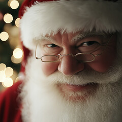 Close-Up Portrait of Santa Claus Smiling - Cheerful Christmas Character Photo