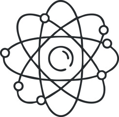 Illustration of an atom symbolizing science and technology in research and education.