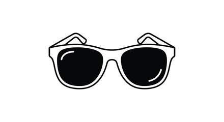 Fototapeta premium A minimalist black and white vector illustration of sunglasses on a white background, perfect for design and editorial use, representing fashion and summer activities.