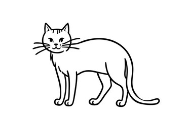 Obraz premium Simple cat illustration. Animals. Pets. Line art.