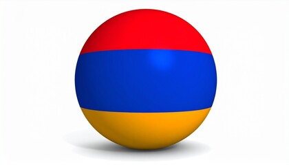 Spherical object wrapped in Armenian flag design