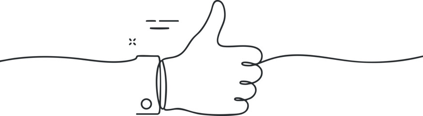 Obraz premium A simple line art illustration of a hand giving a thumbs up gesture for approval.