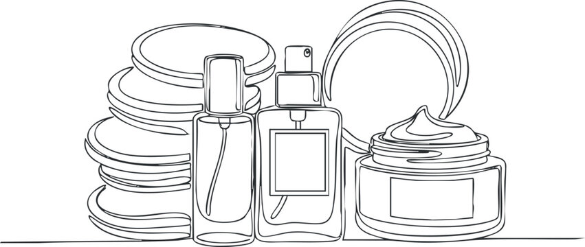 black and white beauty products line art clip art preview